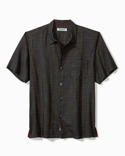 Coconut Point Prismatic Check IslandZone® Camp Shirt Black | Tommy Bahama Essential - Coconut Point Prismatic Check IslandZone® Camp Shirt