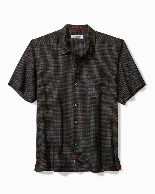 Coconut Point Prismatic Check IslandZone® Camp Shirt Black | Tommy Bahama Essential - Coconut Point Prismatic Check IslandZone® Camp Shirt