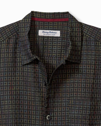 Coconut Point Prismatic Check IslandZone® Camp Shirt Black | Tommy Bahama Essential - Coconut Point Prismatic Check IslandZone® Camp Shirt
