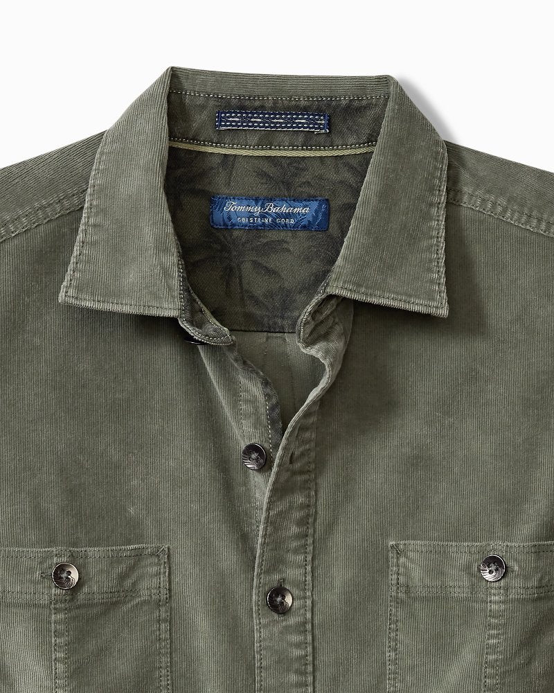 Coastline Cord Stretch Sun Fade Double-Pocket Shirt Dark Fern | Tommy Bahama Essential - Coastline Cord Stretch Sun Fade Double-Pocket Shirt