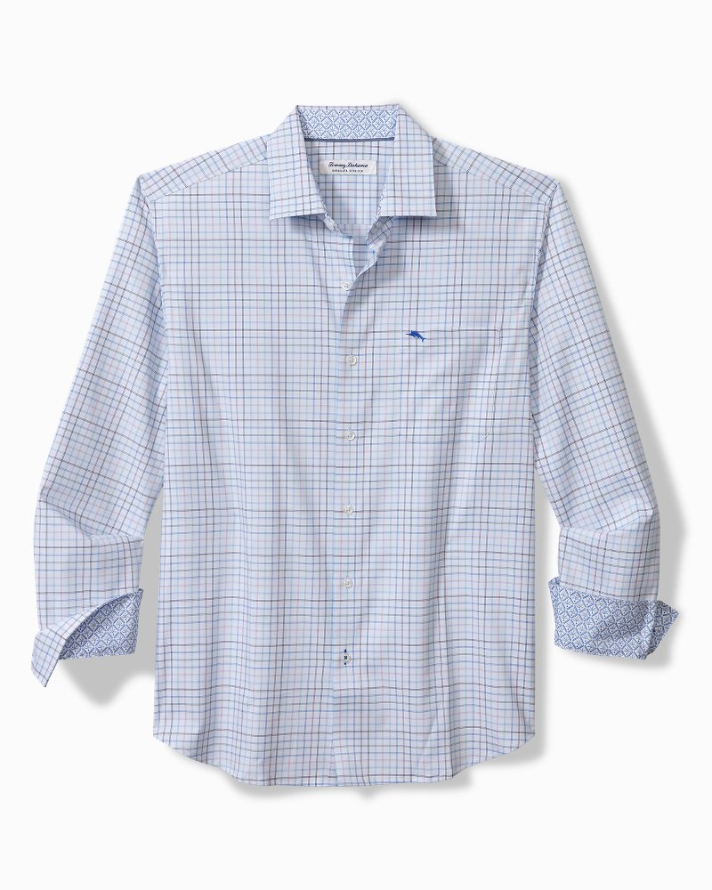 Sarasota Stretch Cabo Check IslandZone® Shirt Chambray Blue | Tommy Bahama Best Price - Sarasota Stretch Cabo Check IslandZone® Shirt