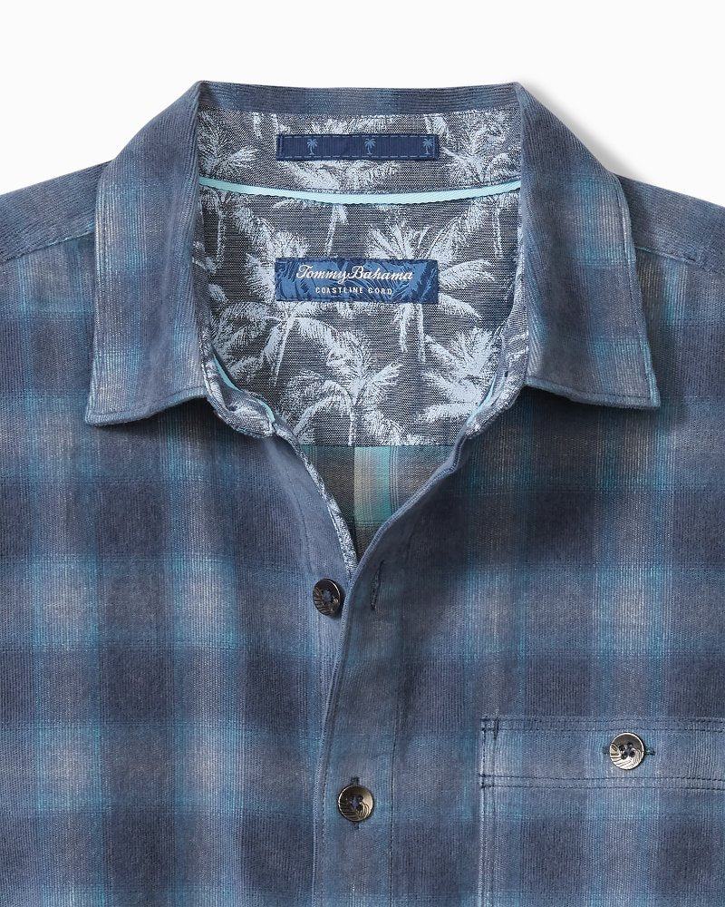 Coastline Cord Stretch Ombré Check Shirt Dockside Blue | Tommy Bahama Everyday - Coastline Cord Stretch Ombré Check Shirt