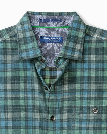 Coastline Cord Stretch Lagoon Check Shirt Deep Slate | Tommy Bahama Premium - Coastline Cord Stretch Lagoon Check Shirt