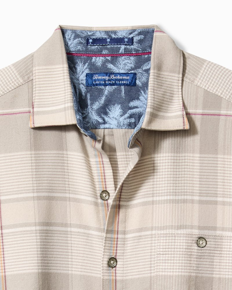 Canyon Beach Pebble Cay Plaid Stretch Flannel Shirt Feather Down | Tommy Bahama Trending - Canyon Beach Pebble Cay Plaid Stretch Flannel Shirt