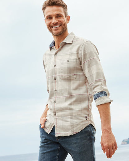 Canyon Beach Pebble Cay Plaid Stretch Flannel Shirt Feather Down | Tommy Bahama Trending - Canyon Beach Pebble Cay Plaid Stretch Flannel Shirt