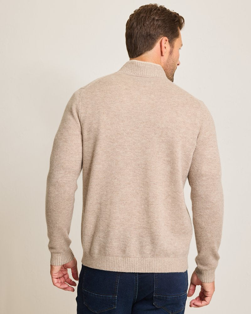 Soft Sands Cashmere Button-Mock Sweater Taupe Heather | Tommy Bahama Deals - Soft Sands Cashmere Button-Mock Sweater