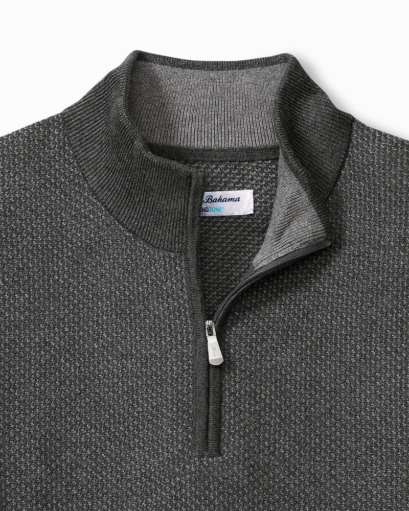 Coolside Legend Half-Zip IslandZone® Sweater Grey Mist | Tommy Bahama Top Pick - Coolside Legend Half-Zip IslandZone® Sweater
