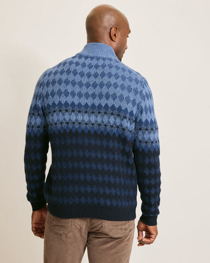 Ombré Argyle Half-Zip Sweater Navy | Tommy Bahama Quality - Ombré Argyle Half-Zip Sweater