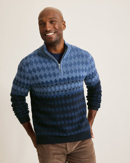 Ombré Argyle Half-Zip Sweater Navy | Tommy Bahama Quality - Ombré Argyle Half-Zip Sweater