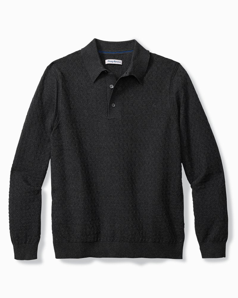Capital Cable Sweater Polo Black | Tommy Bahama Premium - Capital Cable Sweater Polo