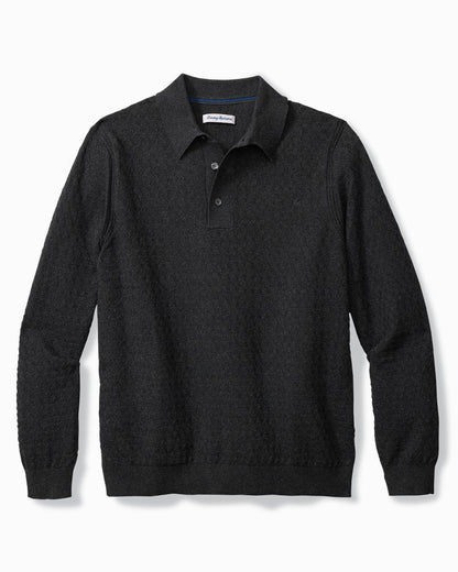 Capital Cable Sweater Polo Black | Tommy Bahama Premium - Capital Cable Sweater Polo
