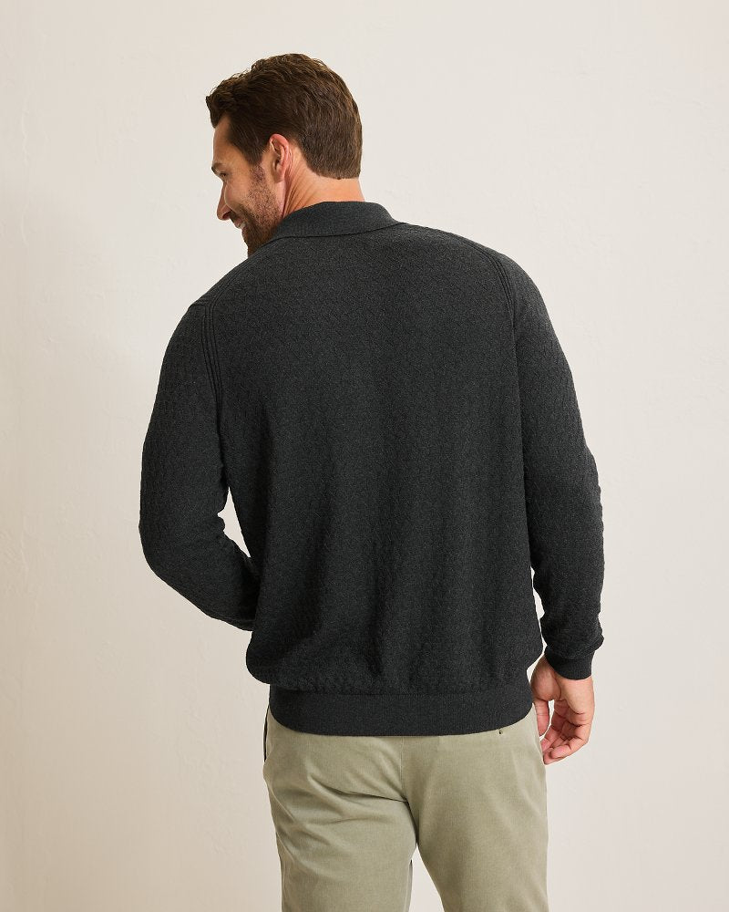 Capital Cable Sweater Polo Black | Tommy Bahama Premium - Capital Cable Sweater Polo
