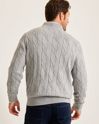 Capital Cable Full-Zip Cardigan Grey Heather | Tommy Bahama Signature - Capital Cable Full-Zip Cardigan