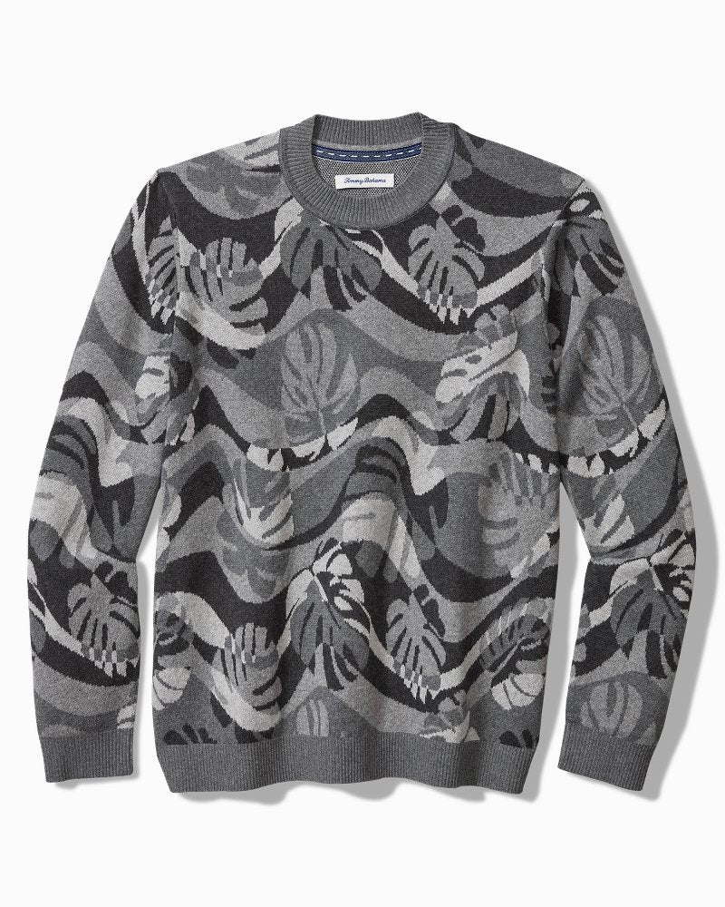Monstera Camouflage Crew Sweater Heather Grey | Tommy Bahama Sale - Monstera Camouflage Crew Sweater