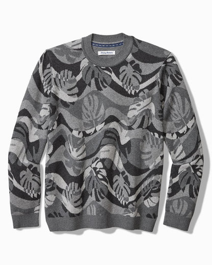 Monstera Camouflage Crew Sweater Heather Grey | Tommy Bahama Sale - Monstera Camouflage Crew Sweater