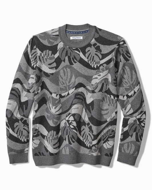 Monstera Camouflage Crew Sweater Heather Grey | Tommy Bahama Sale - Monstera Camouflage Crew Sweater
