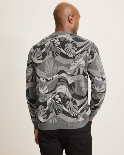 Monstera Camouflage Crew Sweater Heather Grey | Tommy Bahama Sale - Monstera Camouflage Crew Sweater