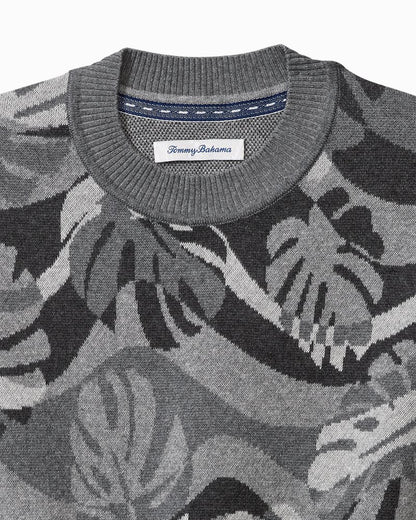 Monstera Camouflage Crew Sweater Heather Grey | Tommy Bahama Sale - Monstera Camouflage Crew Sweater