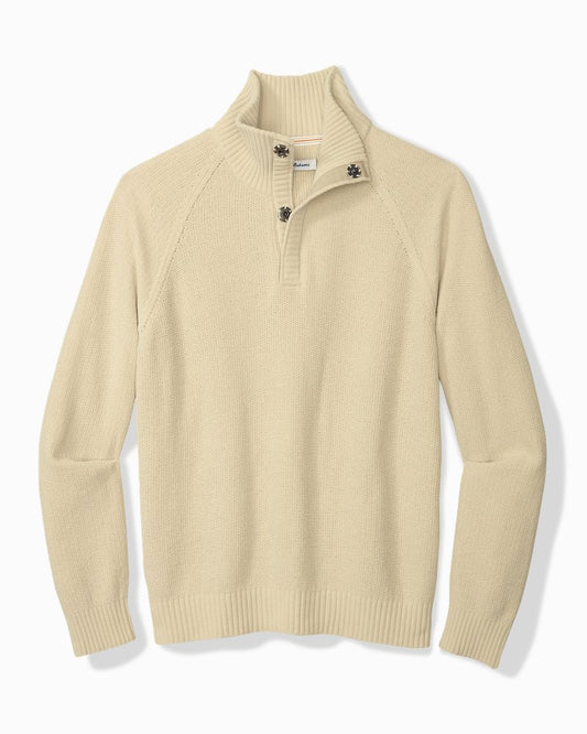 Shoreline Surfcomber Snap-Mock Sweater Warm Mist | Tommy Bahama Popular - Shoreline Surfcomber Snap-Mock Sweater