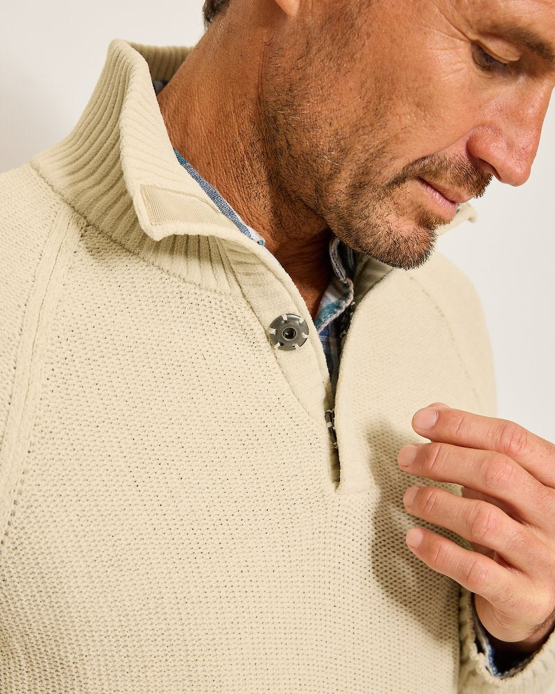 Shoreline Surfcomber Snap-Mock Sweater Warm Mist | Tommy Bahama Popular - Shoreline Surfcomber Snap-Mock Sweater