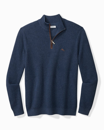Marlin Luxe Half-Zip Sweater Dockside Blue Heather | Tommy Bahama Discount - Marlin Luxe Half-Zip Sweater
