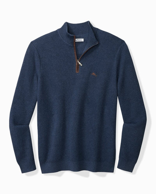 Marlin Luxe Half-Zip Sweater Dockside Blue Heather | Tommy Bahama Discount - Marlin Luxe Half-Zip Sweater