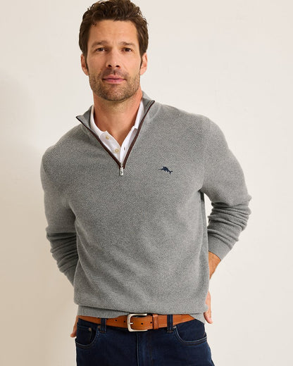 Marlin Luxe Half-Zip Sweater Carbon Grey Heather | Tommy Bahama Quality - Marlin Luxe Half-Zip Sweater