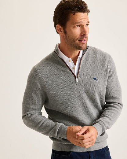 Marlin Luxe Half-Zip Sweater Carbon Grey Heather | Tommy Bahama Quality - Marlin Luxe Half-Zip Sweater