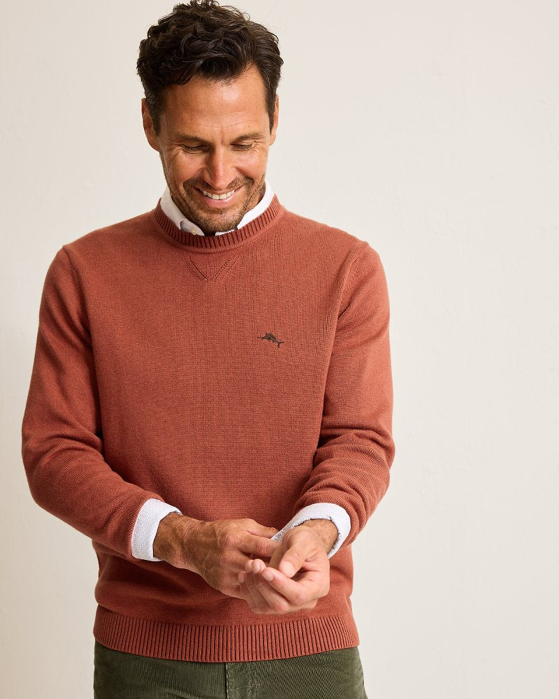 Marlin Luxe Crew Sweater Spicy Clay Heather | Tommy Bahama Smart Buy - Marlin Luxe Crew Sweater