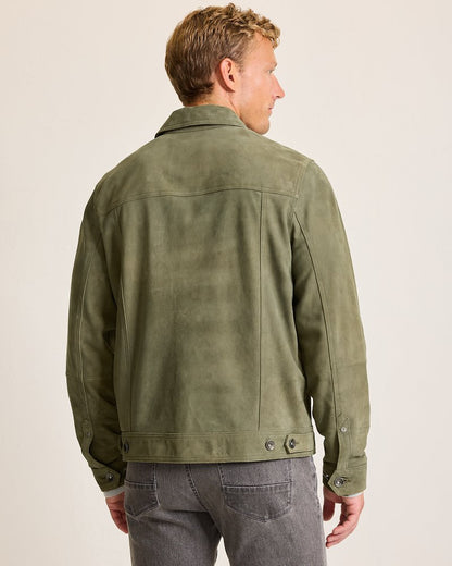 Pine Lake Suede Trucker Jacket Beetle Green | Tommy Bahama Essential - Pine Lake Suede Trucker Jacket