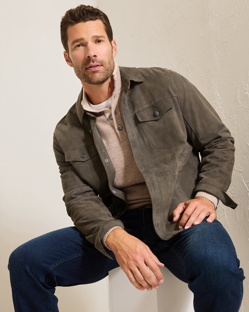 Boulder Ridge Suede Shirt Jacket Fog Grey | Tommy Bahama Signature - Boulder Ridge Suede Shirt Jacket
