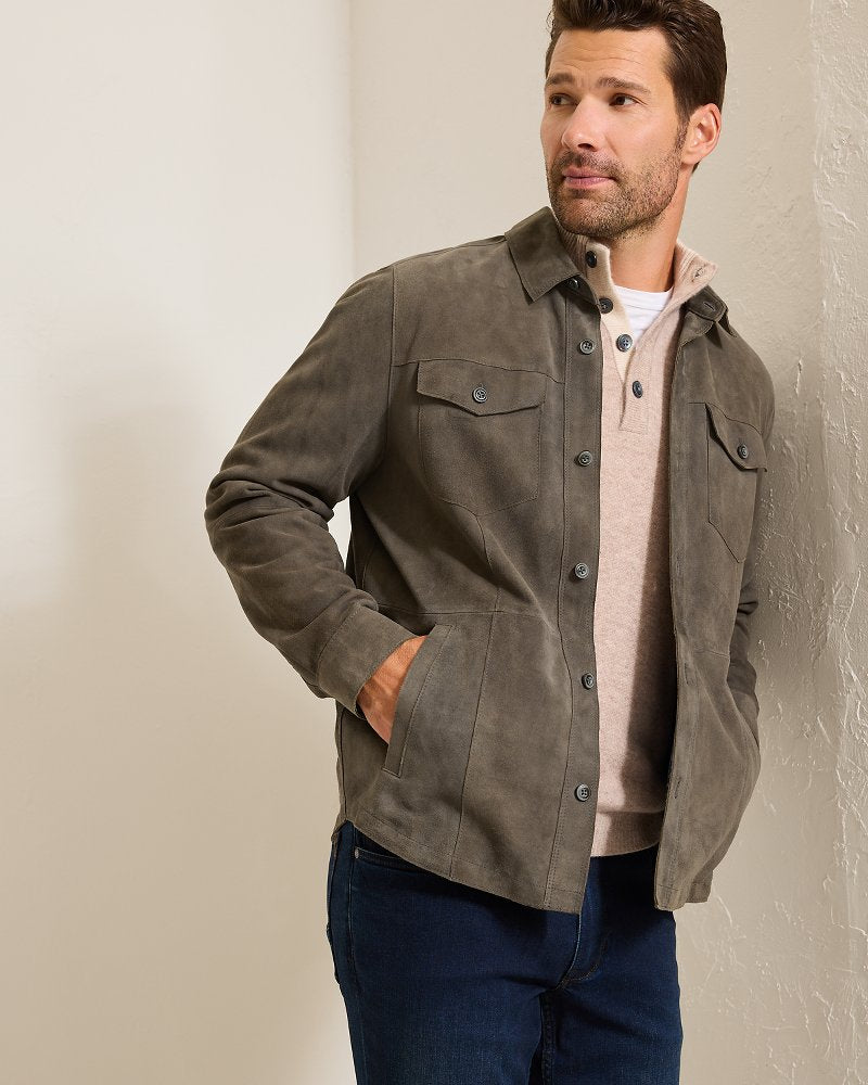 Boulder Ridge Suede Shirt Jacket Fog Grey | Tommy Bahama Signature - Boulder Ridge Suede Shirt Jacket