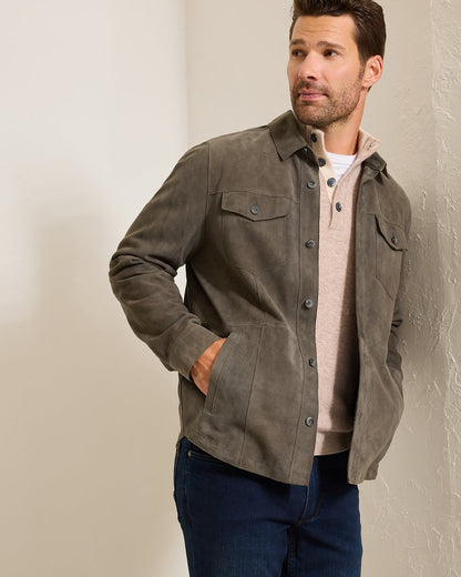 Boulder Ridge Suede Shirt Jacket Fog Grey | Tommy Bahama Signature - Boulder Ridge Suede Shirt Jacket