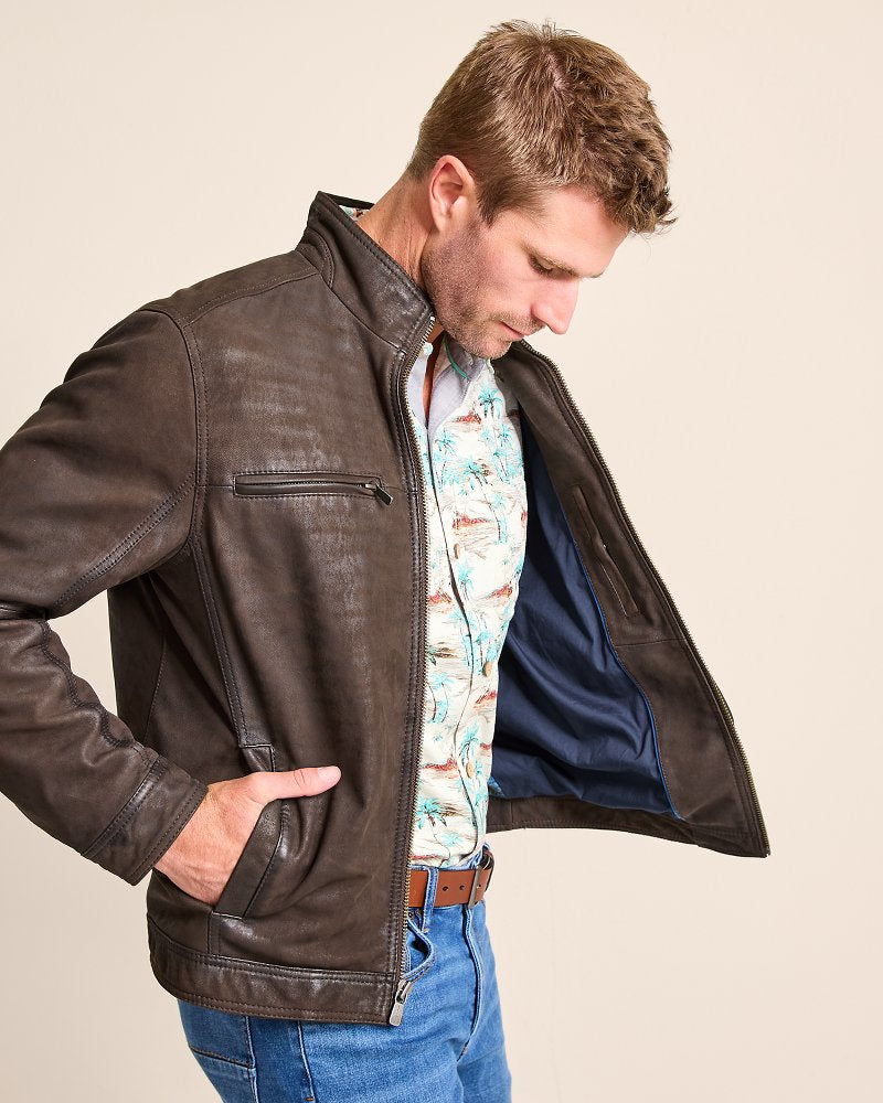 Highland Rocker Leather Jacket Dark Brown | Tommy Bahama Classic - Highland Rocker Leather Jacket