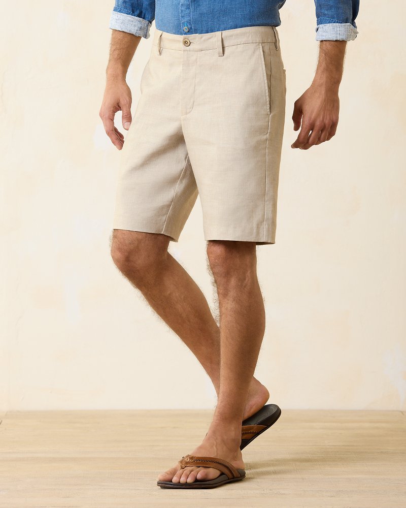 Latigo Beach Linen-Blend Flat-Front 10-Inch Shorts Stone Khaki | Tommy Bahama Quality - Latigo Beach Linen-Blend Flat-Front 10-Inch Shorts