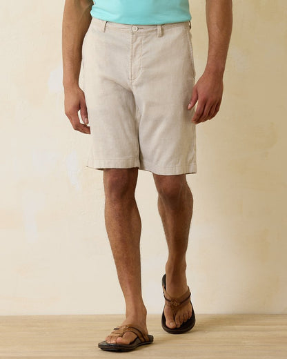 Beach Coast Linen-Blend Flat-Front 10-Inch Shorts Stone Khaki | Tommy Bahama Signature - Beach Coast Linen-Blend Flat-Front 10-Inch Shorts