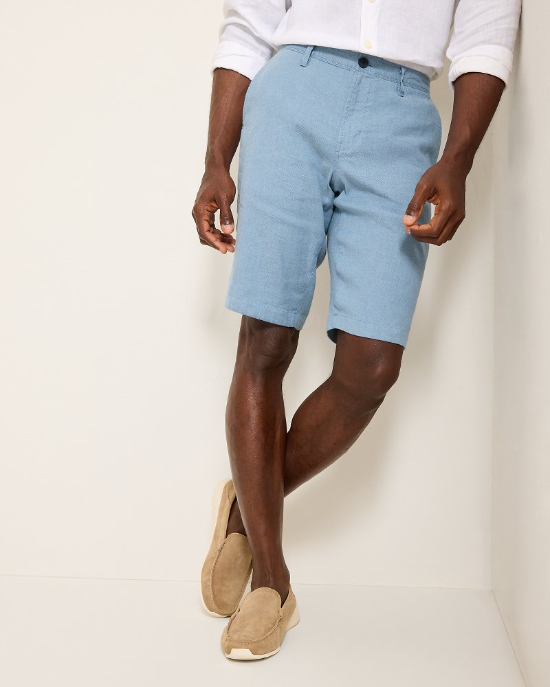 Beach Coast Linen-Blend Flat-Front 12-Inch Shorts Port Side Blue | Tommy Bahama Recommended - Beach Coast Linen-Blend Flat-Front 12-Inch Shorts