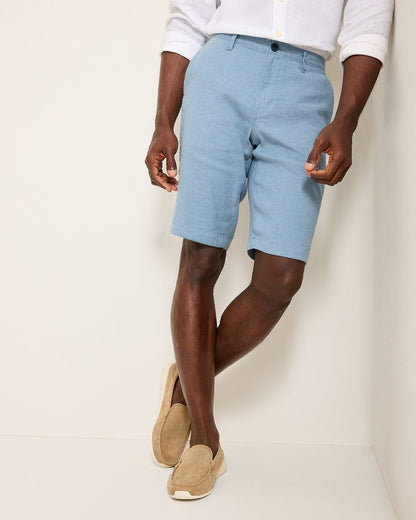 Beach Coast Linen-Blend Flat-Front 12-Inch Shorts Port Side Blue | Tommy Bahama Recommended - Beach Coast Linen-Blend Flat-Front 12-Inch Shorts