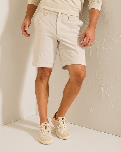 Nova Wave Seersucker Sand Stripe 9-Inch Shorts Stone Khaki | Tommy Bahama Customer Favorite - Nova Wave Seersucker Sand Stripe 9-Inch Shorts