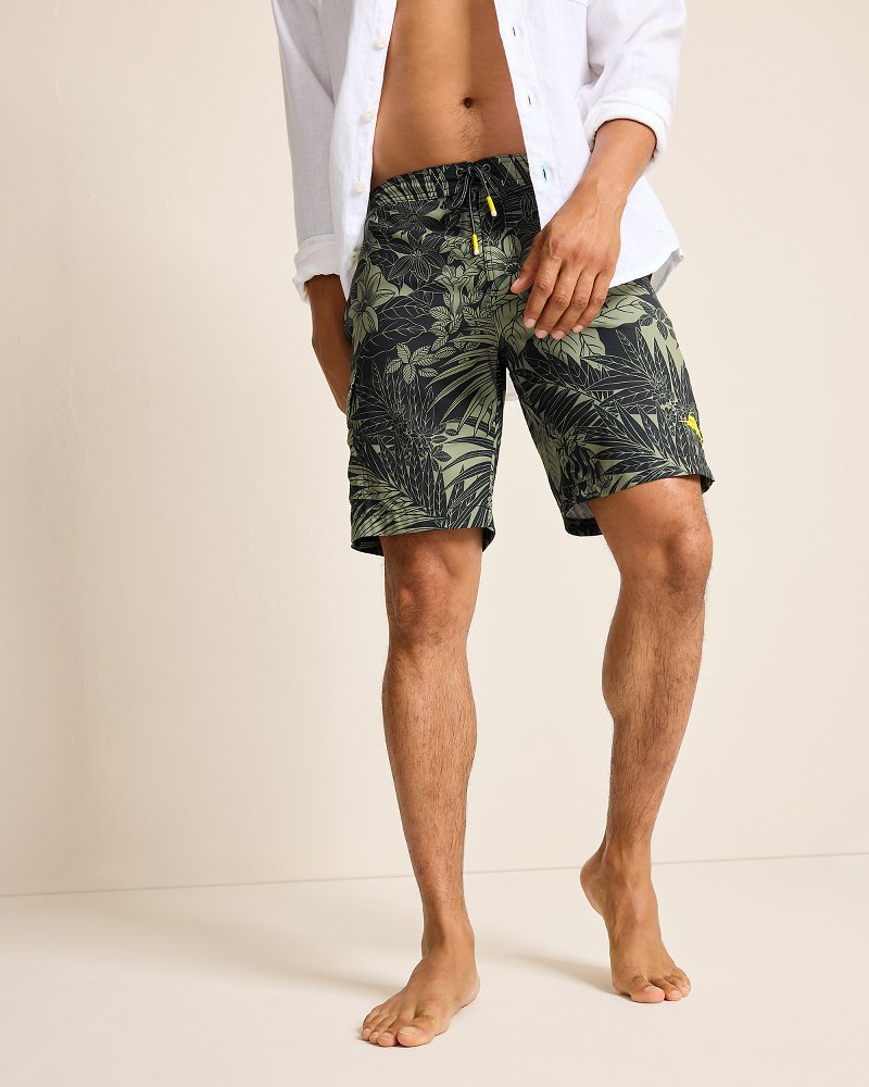 Baja Santiago Palms 9-Inch Boardshorts Black | Tommy Bahama Popular - Baja Santiago Palms 9-Inch Boardshorts