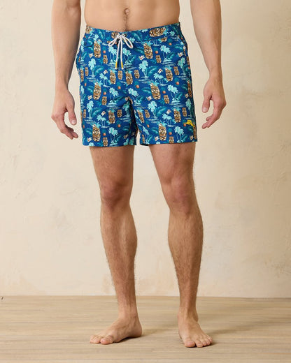 Rialto Tiki Tropics 6-Inch Swim Trunks Cobalt Haze | Tommy Bahama Premium - Rialto Tiki Tropics 6-Inch Swim Trunks