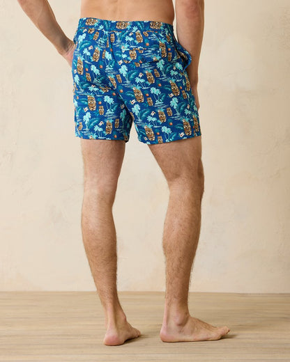 Rialto Tiki Tropics 6-Inch Swim Trunks Cobalt Haze | Tommy Bahama Premium - Rialto Tiki Tropics 6-Inch Swim Trunks