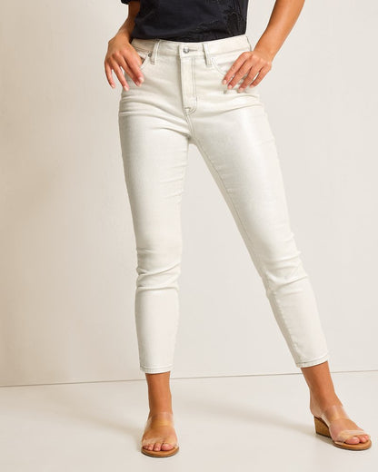 Metallic High-Rise Ankle Jeans White | Tommy Bahama Featured - Metallic High-Rise Ankle Jeans