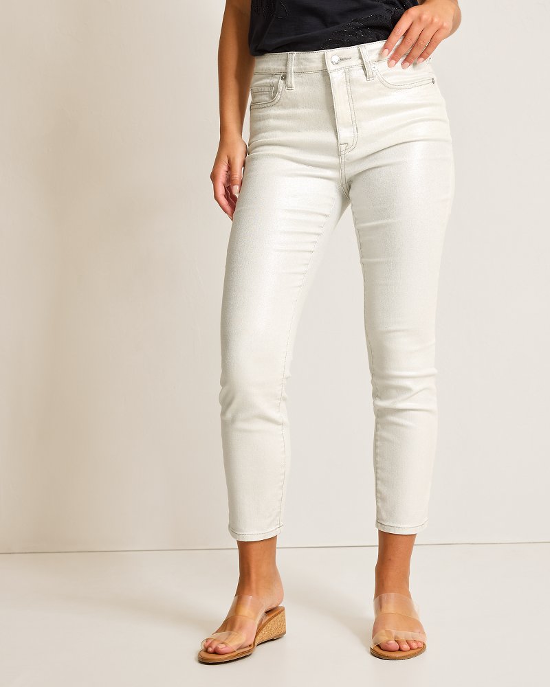 Metallic High-Rise Ankle Jeans White | Tommy Bahama Featured - Metallic High-Rise Ankle Jeans