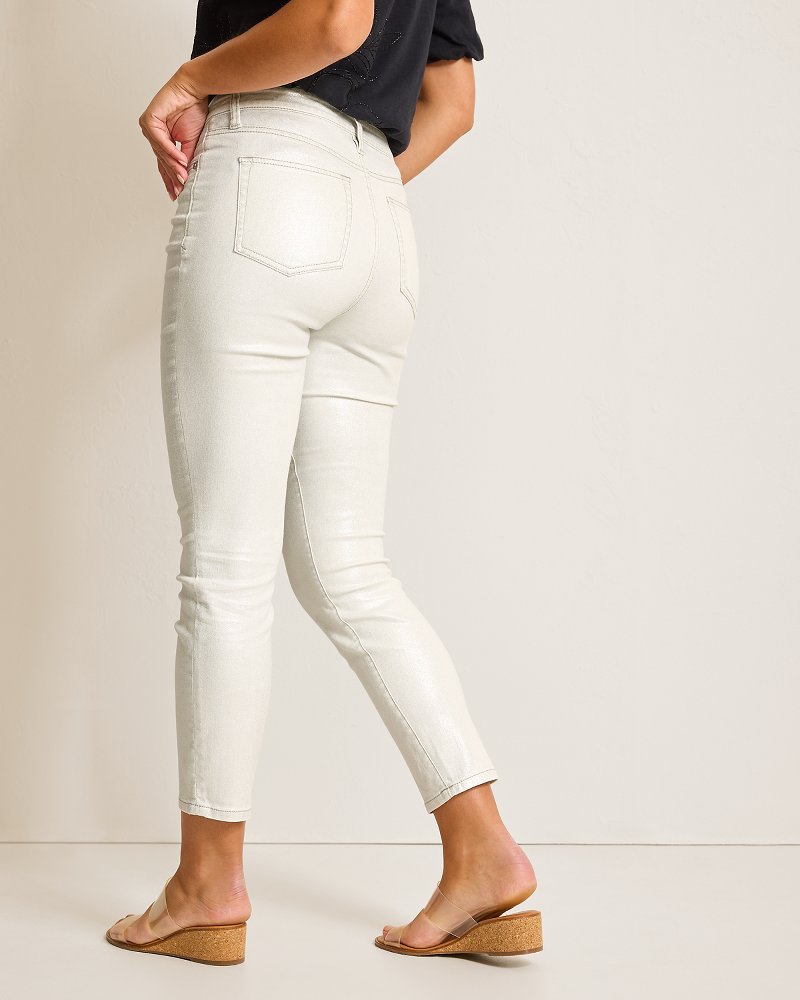 Metallic High-Rise Ankle Jeans White | Tommy Bahama Featured - Metallic High-Rise Ankle Jeans