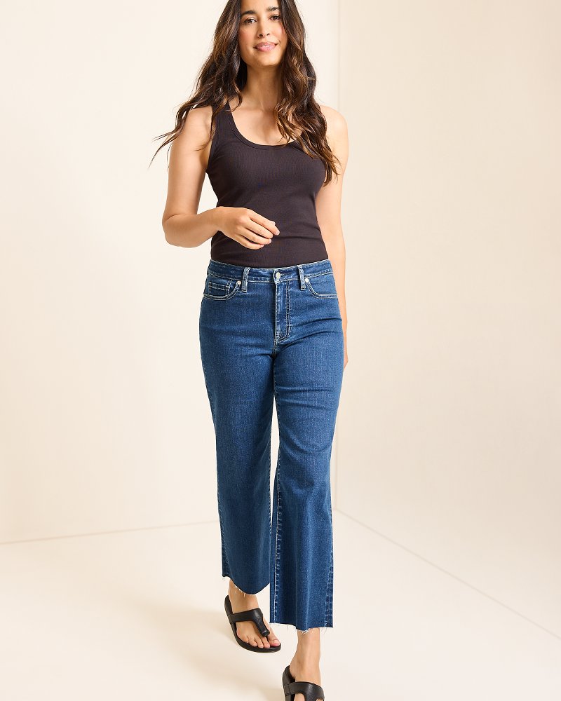 High-Rise Cropped Wide-Leg Jeans Sunset Blue Wash | Tommy Bahama Customer Favorite - High-Rise Cropped Wide-Leg Jeans