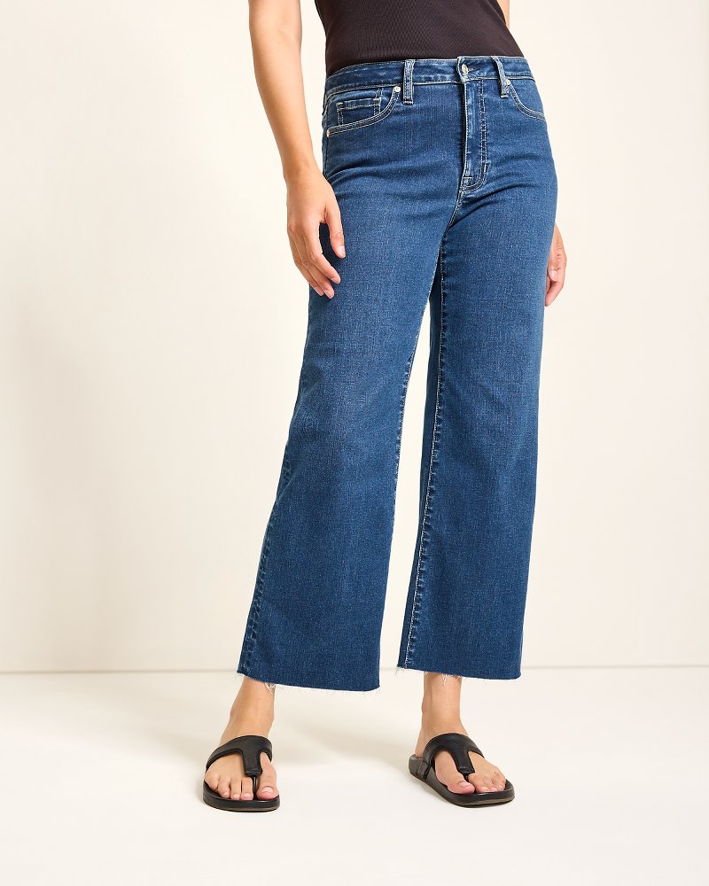 High-Rise Cropped Wide-Leg Jeans Sunset Blue Wash | Tommy Bahama Customer Favorite - High-Rise Cropped Wide-Leg Jeans