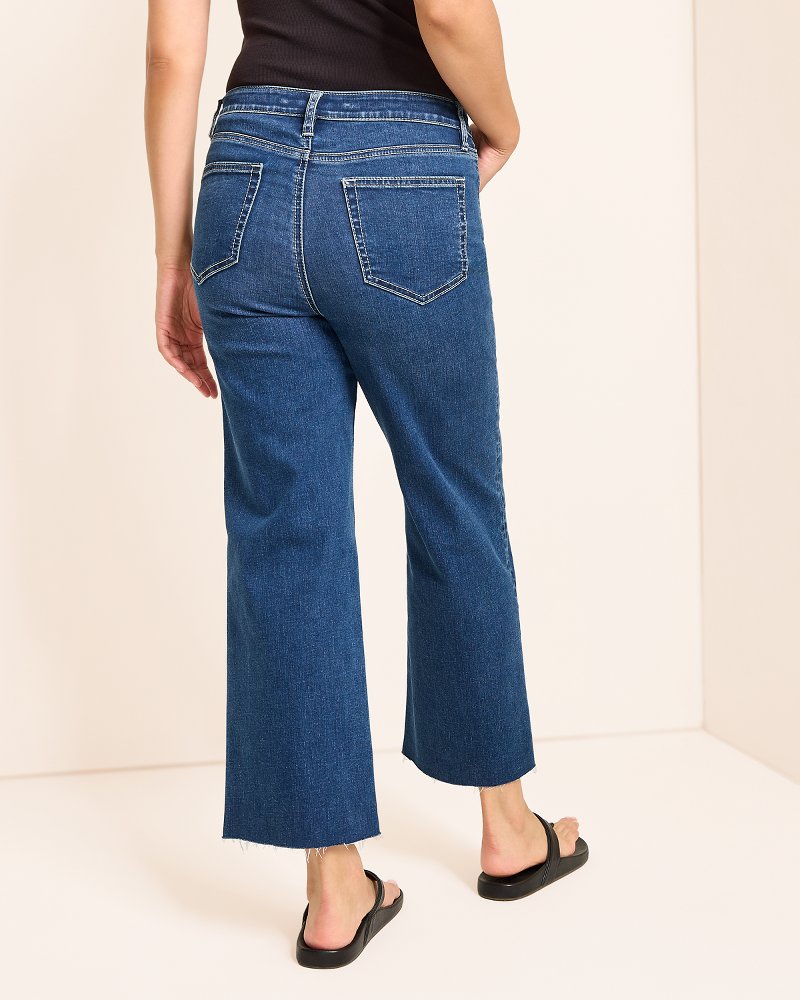 High-Rise Cropped Wide-Leg Jeans Sunset Blue Wash | Tommy Bahama Customer Favorite - High-Rise Cropped Wide-Leg Jeans