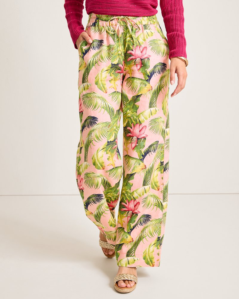 Two Palms Frond Royal High-Rise Linen Easy Pants Coral Haze | Tommy Bahama Quality - Two Palms Frond Royal High-Rise Linen Easy Pants