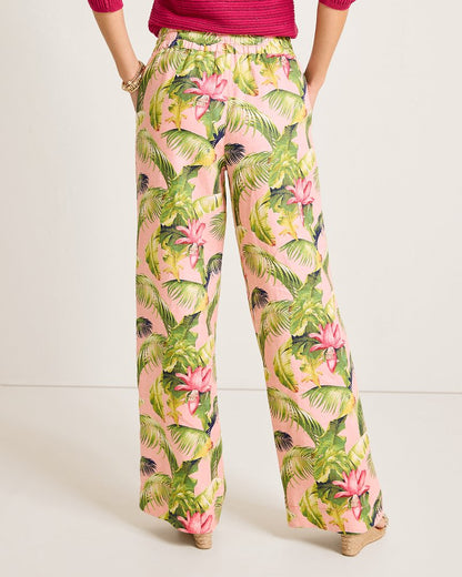 Two Palms Frond Royal High-Rise Linen Easy Pants Coral Haze | Tommy Bahama Quality - Two Palms Frond Royal High-Rise Linen Easy Pants